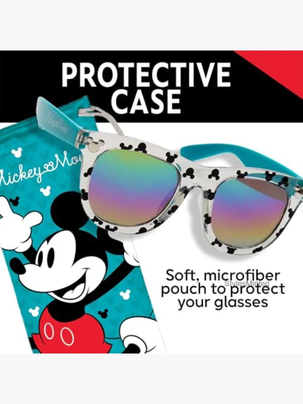 Mickey Mouse Kids Sunglasses UV400 Protective with Case
